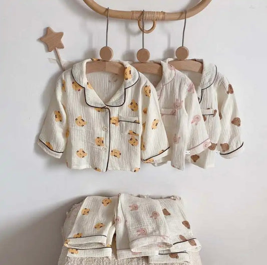 Zweiteiler Baby & Kleinkind Pyjama aus Musselin Stoff