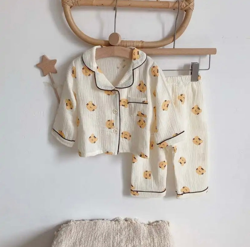Zweiteiler Baby & Kleinkind Pyjama aus Musselin Stoff